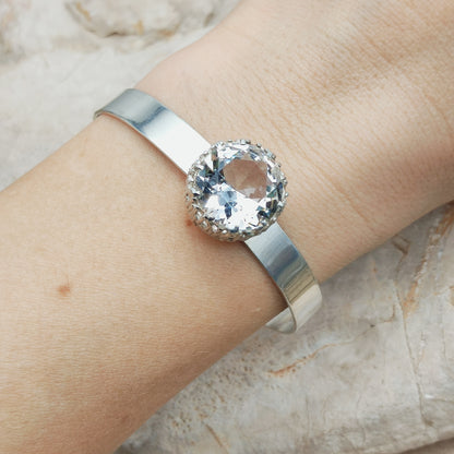 Vintage Swedish Silver Bracelet with Rock Crystal by Åke Lindström for Bengt Hallberg