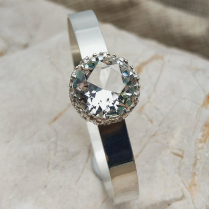 Vintage Swedish Silver Bracelet with Rock Crystal by Åke Lindström for Bengt Hallberg