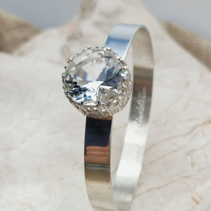 Vintage Swedish Silver Bracelet with Rock Crystal by Åke Lindström for Bengt Hallberg