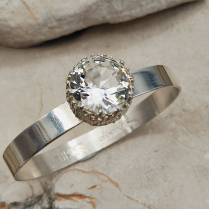 Vintage Swedish Silver Bracelet with Rock Crystal by Åke Lindström for Bengt Hallberg