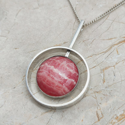 Vintage modernist necklace by Niels Erik From with Rhodochrosite