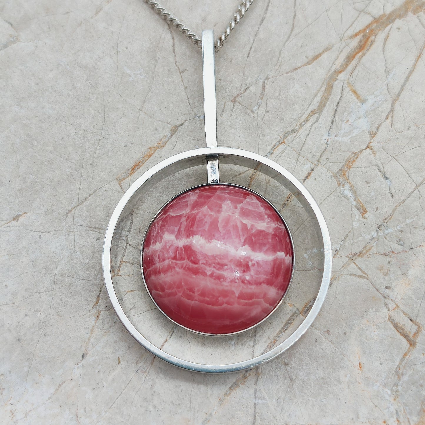 Vintage modernist necklace by Niels Erik From with Rhodochrosite