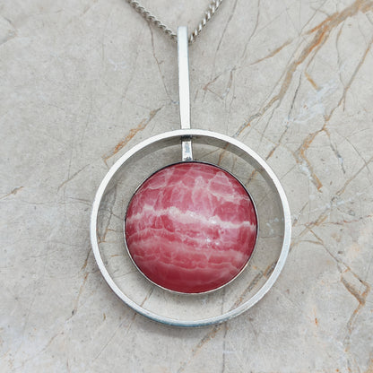 Vintage modernist necklace by Niels Erik From with Rhodochrosite