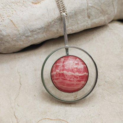 Vintage modernist necklace by Niels Erik From with Rhodochrosite