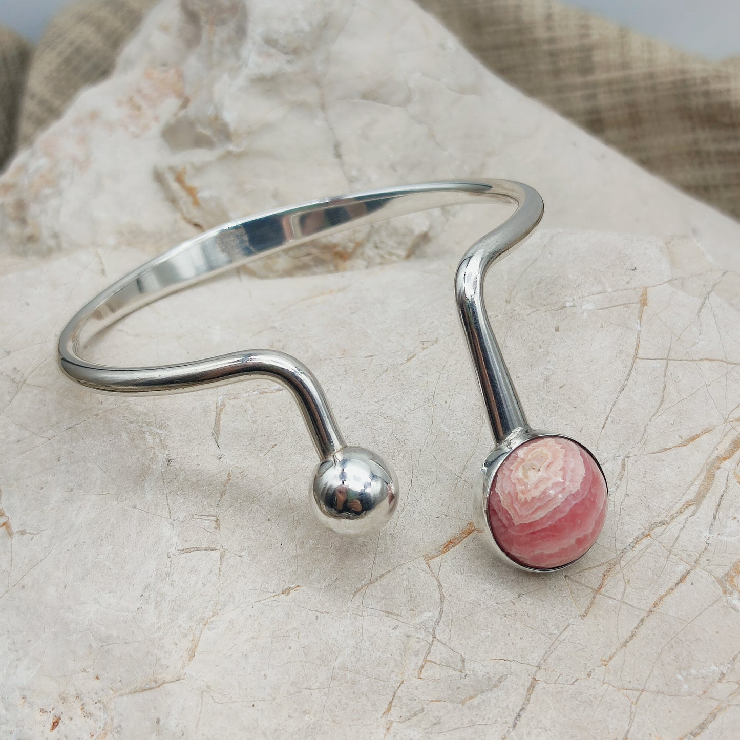 Zilveren open armband Denemarken jaren 60 stijl