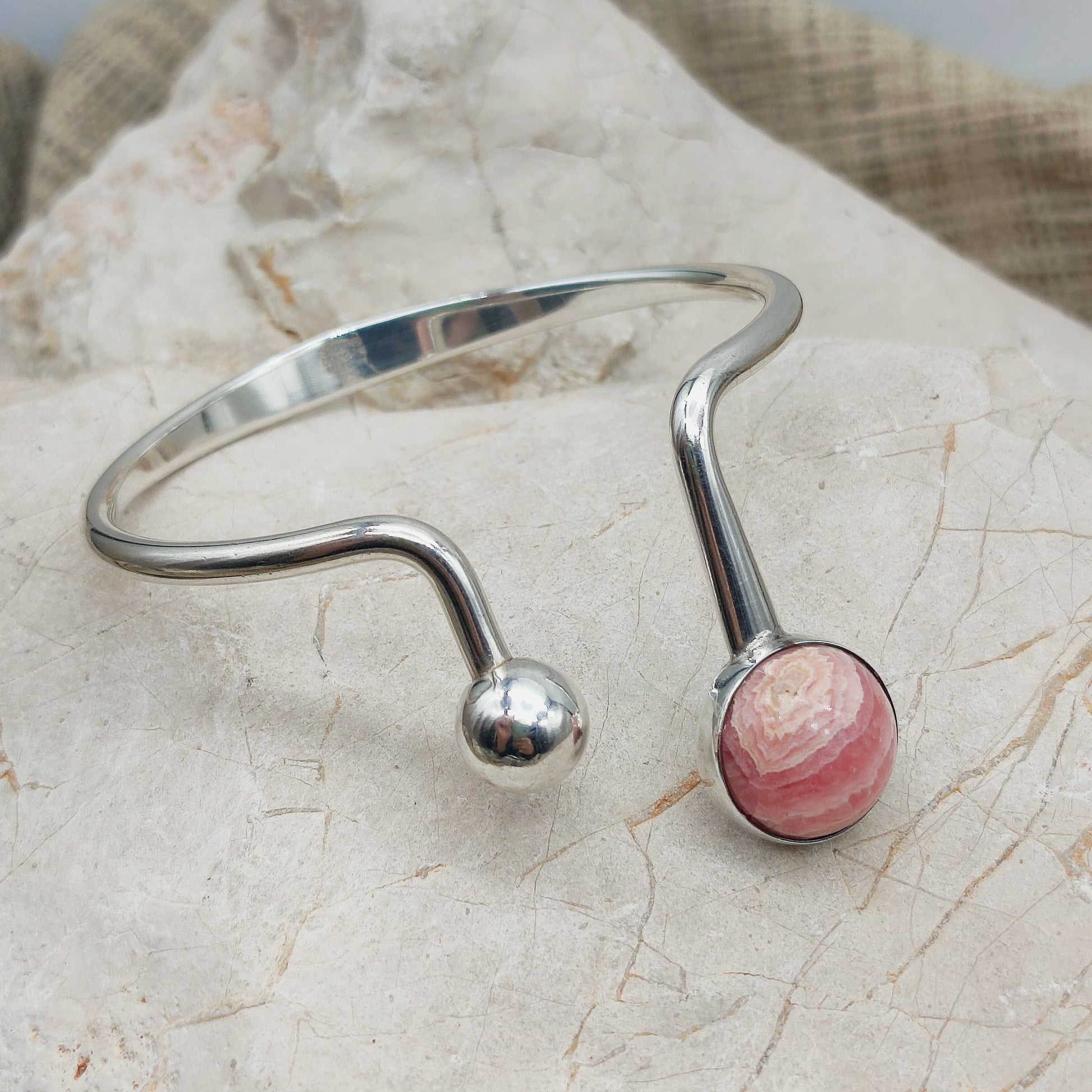 Zilveren open armband Denemarken jaren 60 stijl