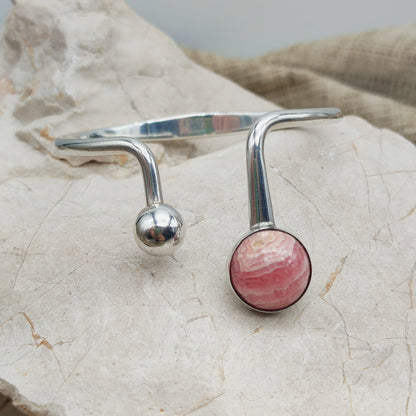 Vintage modernist bracelet by Niels Erik From with Rhodochrosite