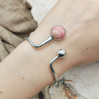 Vintage modernist bracelet by Niels Erik From with Rhodochrosite