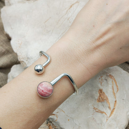 Vintage modernist bracelet by Niels Erik From with Rhodochrosite