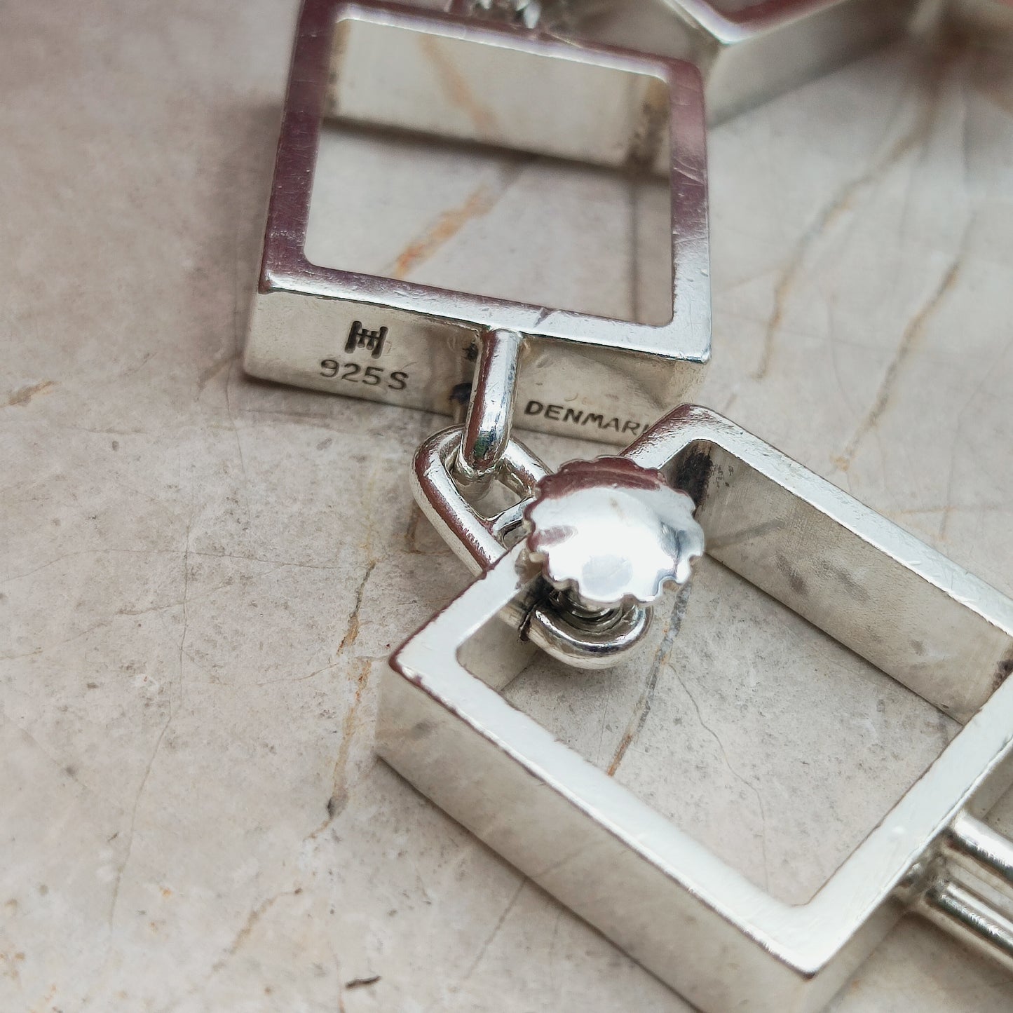 Heavy Iconic Vintage Silver Squares Bracelet by Hans Hansen