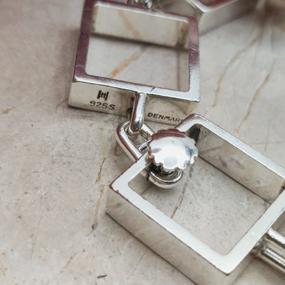 Heavy Iconic Vintage Silver Squares Bracelet by Hans Hansen