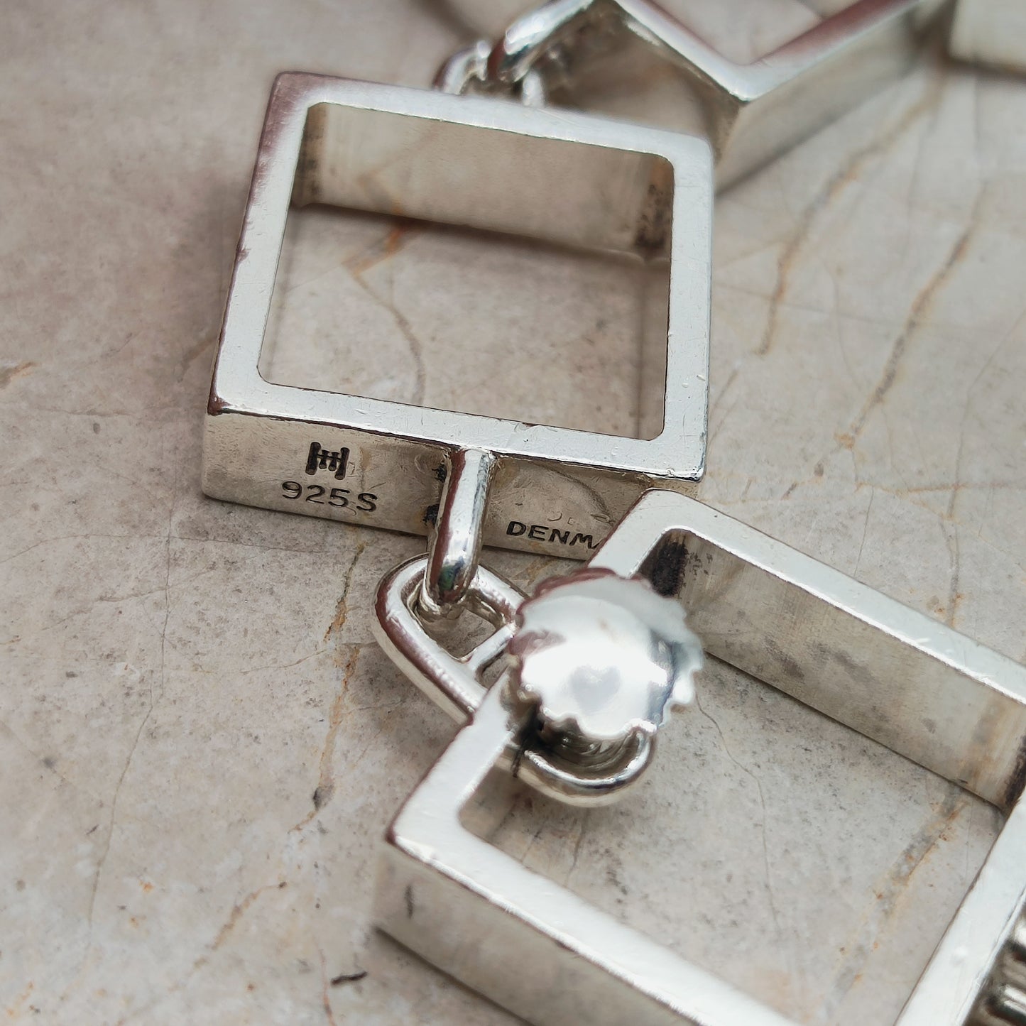 Heavy Iconic Vintage Silver Squares Bracelet by Hans Hansen