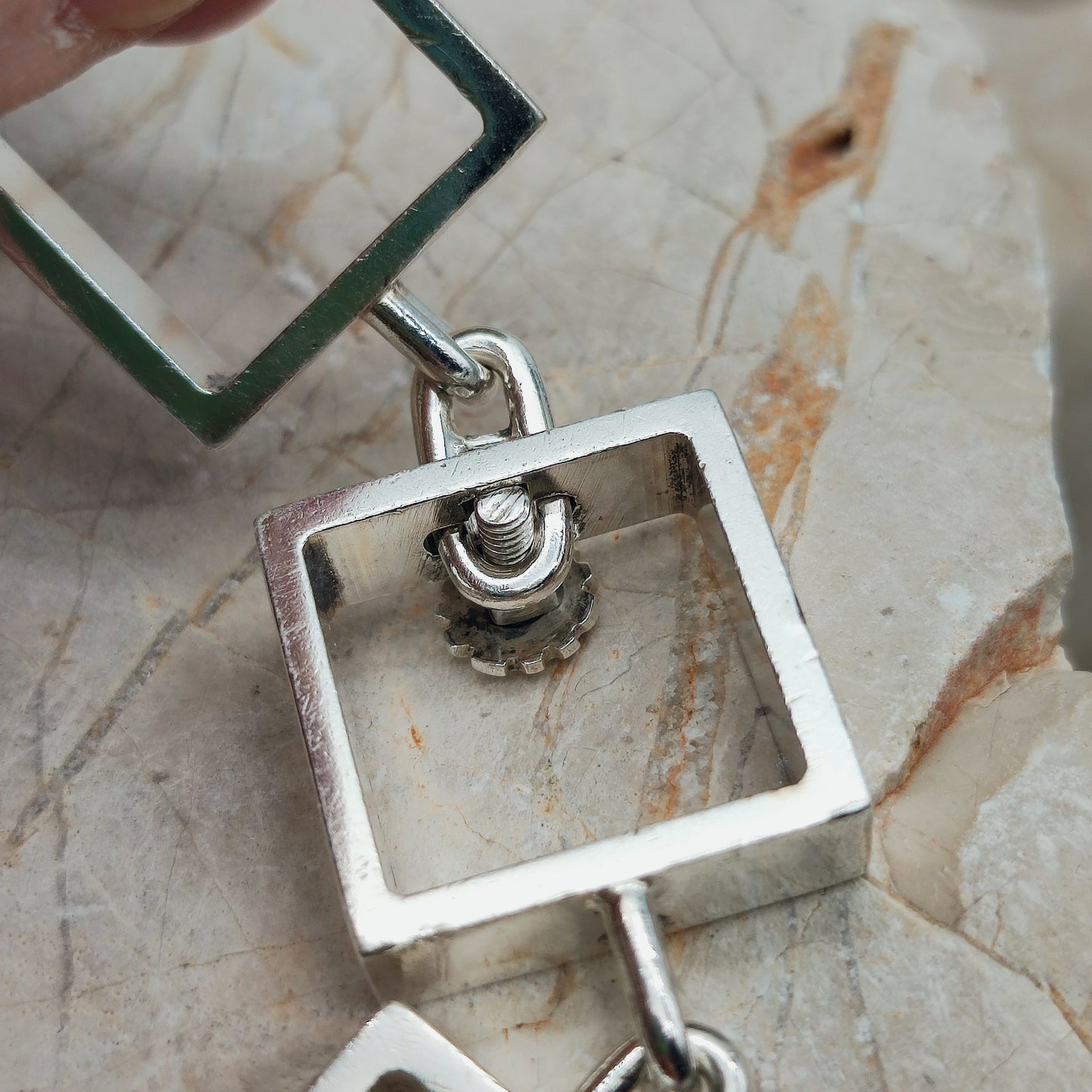 Heavy Iconic Vintage Silver Squares Bracelet by Hans Hansen