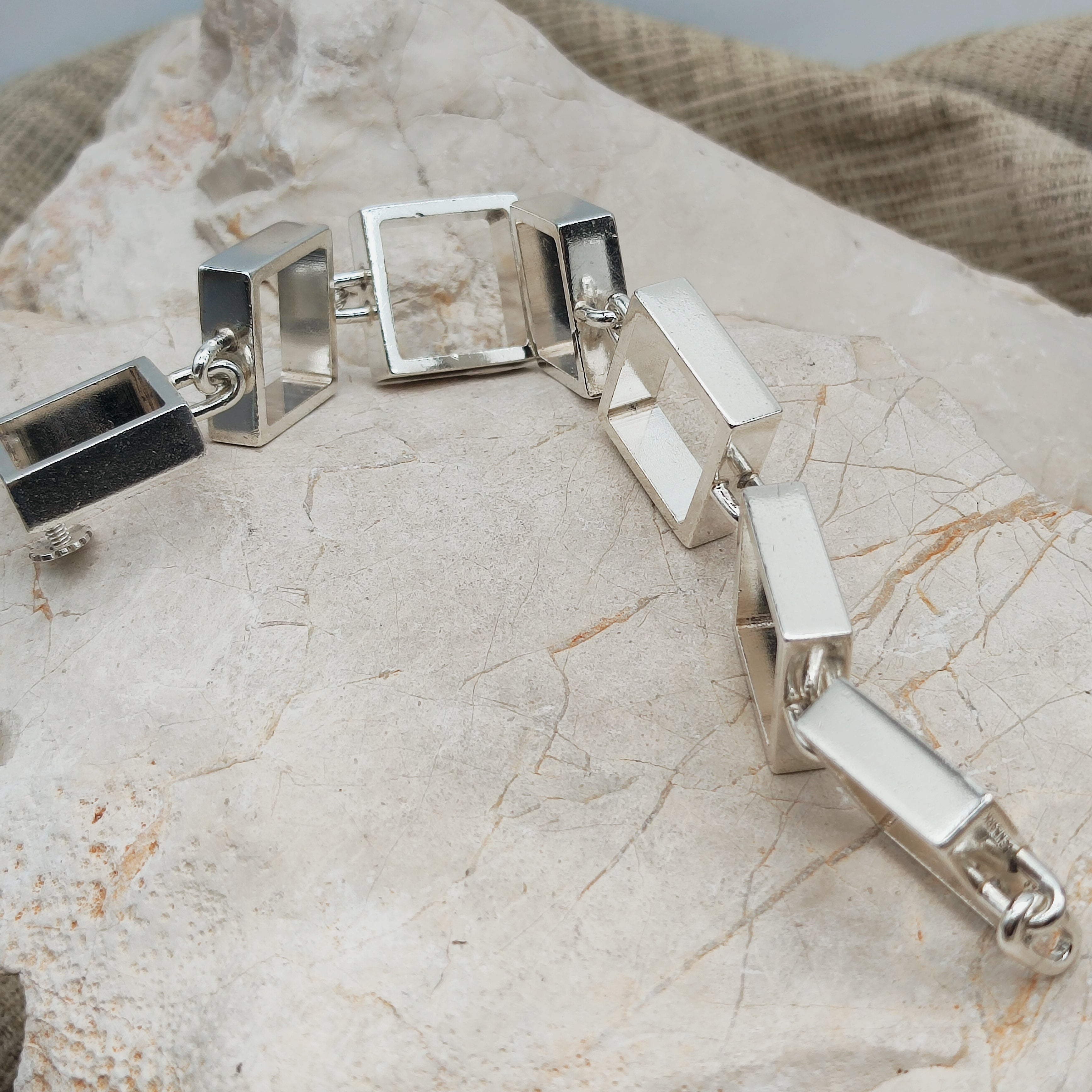 Heavy Iconic Vintage Silver Squares Bracelet by Hans Hansen – Feniks
