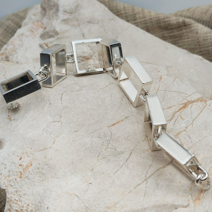 Heavy Iconic Vintage Silver Squares Bracelet by Hans Hansen