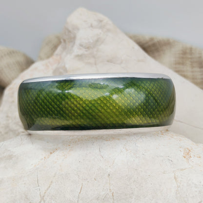 Vintage Gori Italian Sterling Silver Green Guilloché Enamel Cuff Bracelet