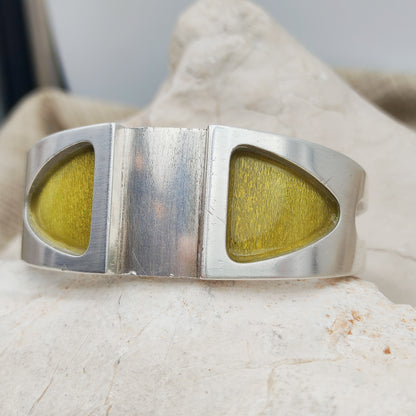 Vintage French Modernist Green Enamel Cuff in Silver – SiK 1970