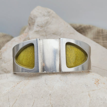 Vintage French Modernist Green Enamel Cuff in Silver – SiK 1970