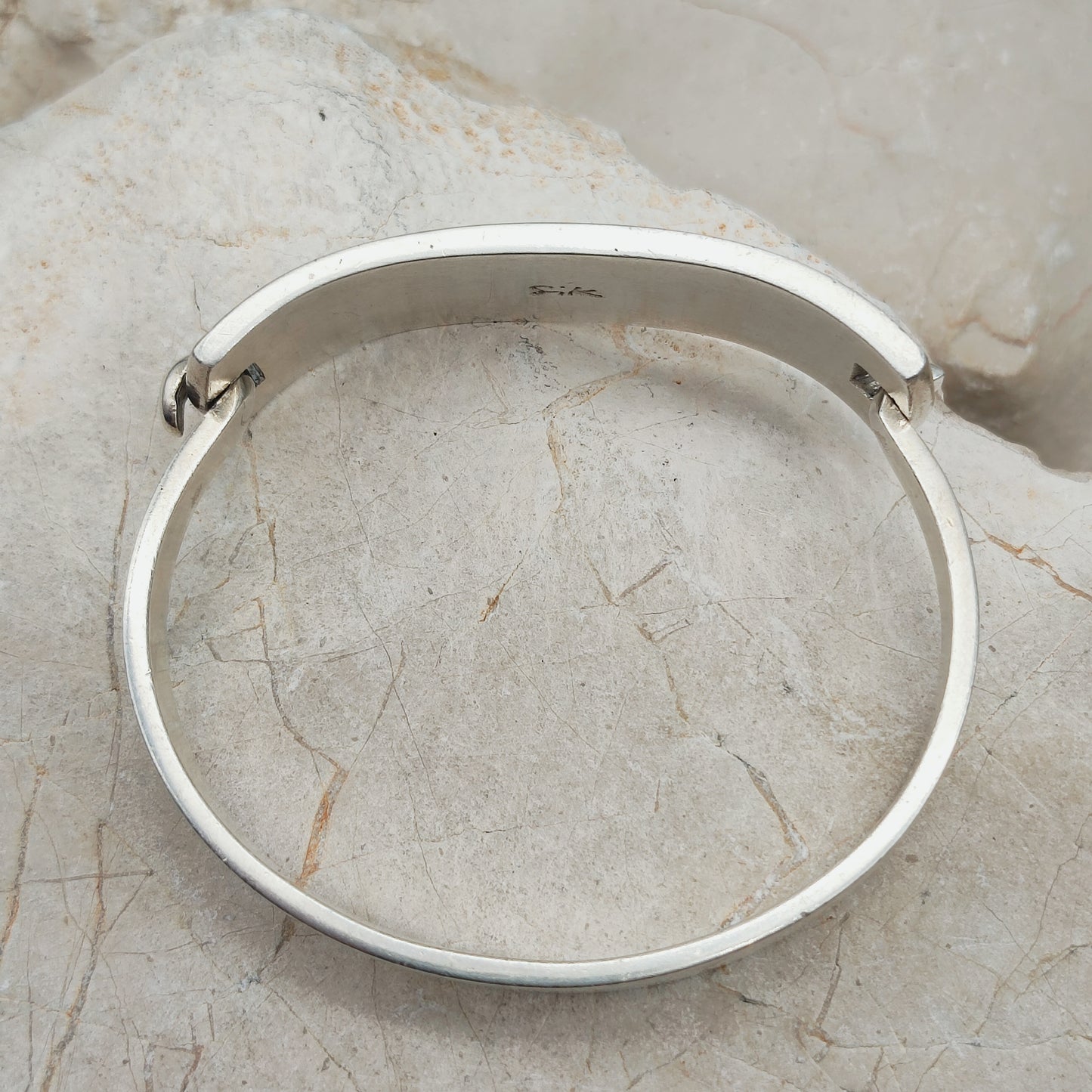 Vintage French bracelet in silver with green enamel - SIK, circa 1970