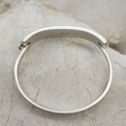 Vintage French bracelet in silver with green enamel - SIK, circa 1970