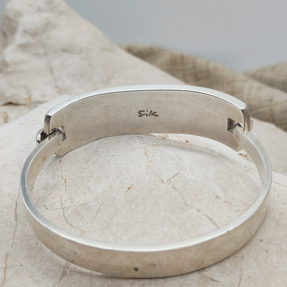 Vintage French bracelet in silver with green enamel - SIK, circa 1970