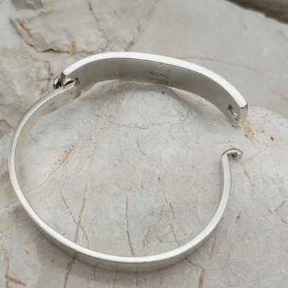 Vintage French bracelet in silver with green enamel - SIK, circa 1970
