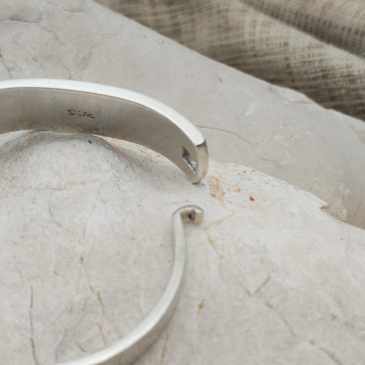 Vintage French bracelet in silver with green enamel - SIK, circa 1970