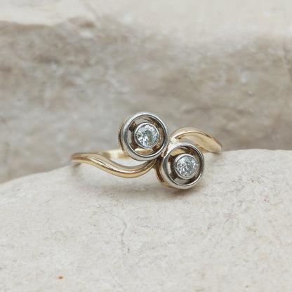 Vintage 18 karaat gouden ring met diamant