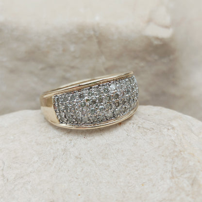 Vintage wide pavé Diamond ring in 9 Carat Gold