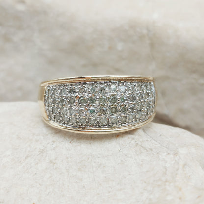Vintage wide pavé Diamond ring in 9 Carat Gold
