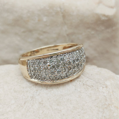 Vintage wide pavé Diamond ring in 9 Carat Gold