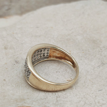 Vintage wide pavé Diamond ring in 9 Carat Gold