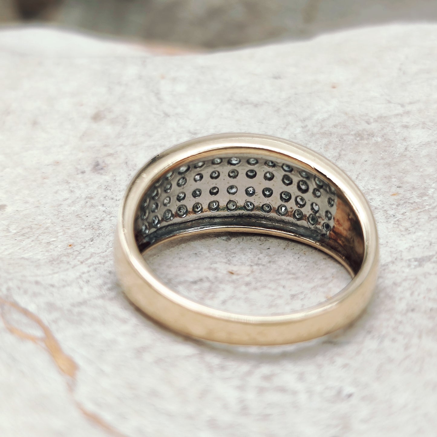Vintage wide pavé Diamond ring in 9 Carat Gold