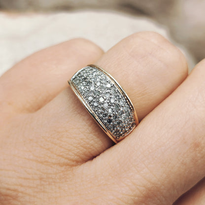 Vintage wide pavé Diamond ring in 9 Carat Gold