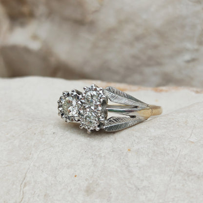Art Deco Diamond Shamrock ring with Platinum Leaves and 18 Carat Gold
