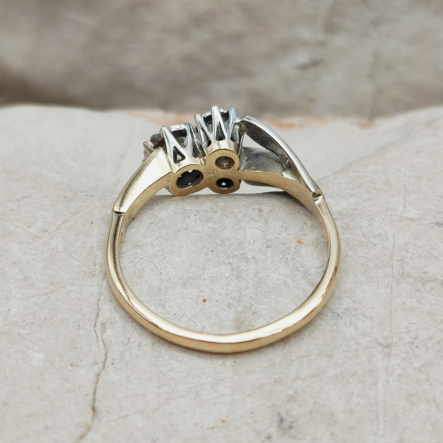 Art Deco Diamond Shamrock ring with Platinum Leaves and 18 Carat Gold