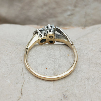 Art Deco Diamond Shamrock ring with Platinum Leaves and 18 Carat Gold