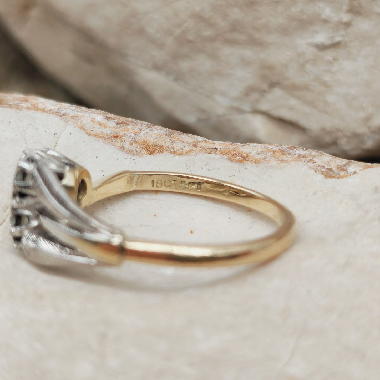 Art Deco Diamond Shamrock ring with Platinum Leaves and 18 Carat Gold