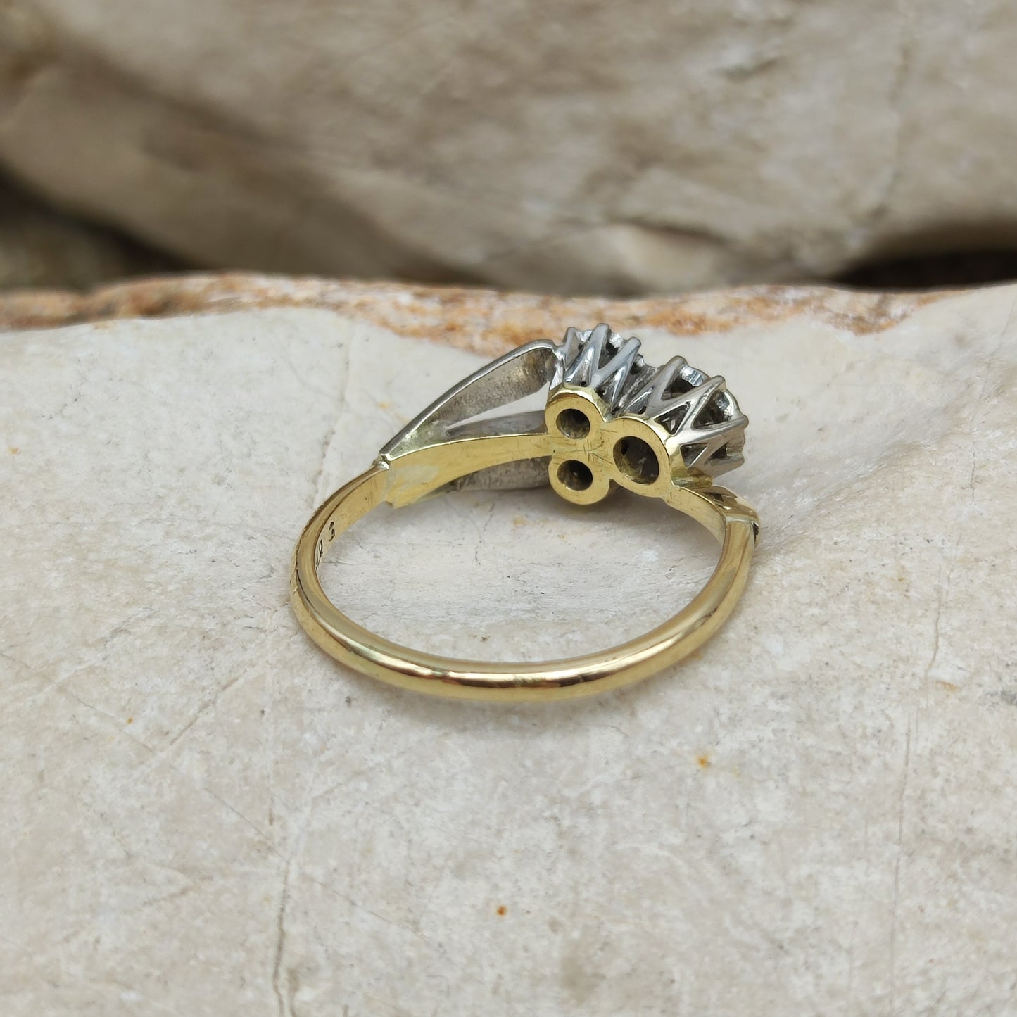 Art Deco Diamond Shamrock ring with Platinum Leaves and 18 Carat Gold