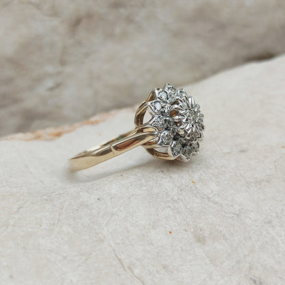 Vintage 9 Carat Gold Diamond Cluster Ring