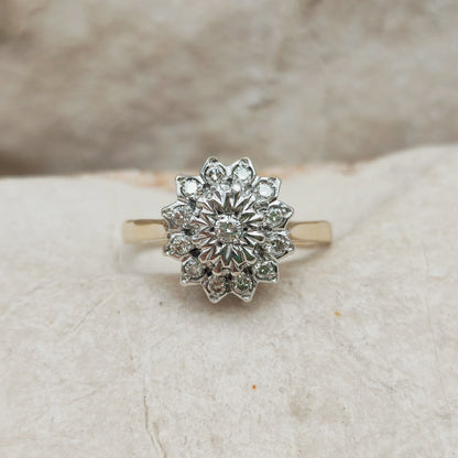 Vintage 9 Carat Gold Diamond Cluster Ring