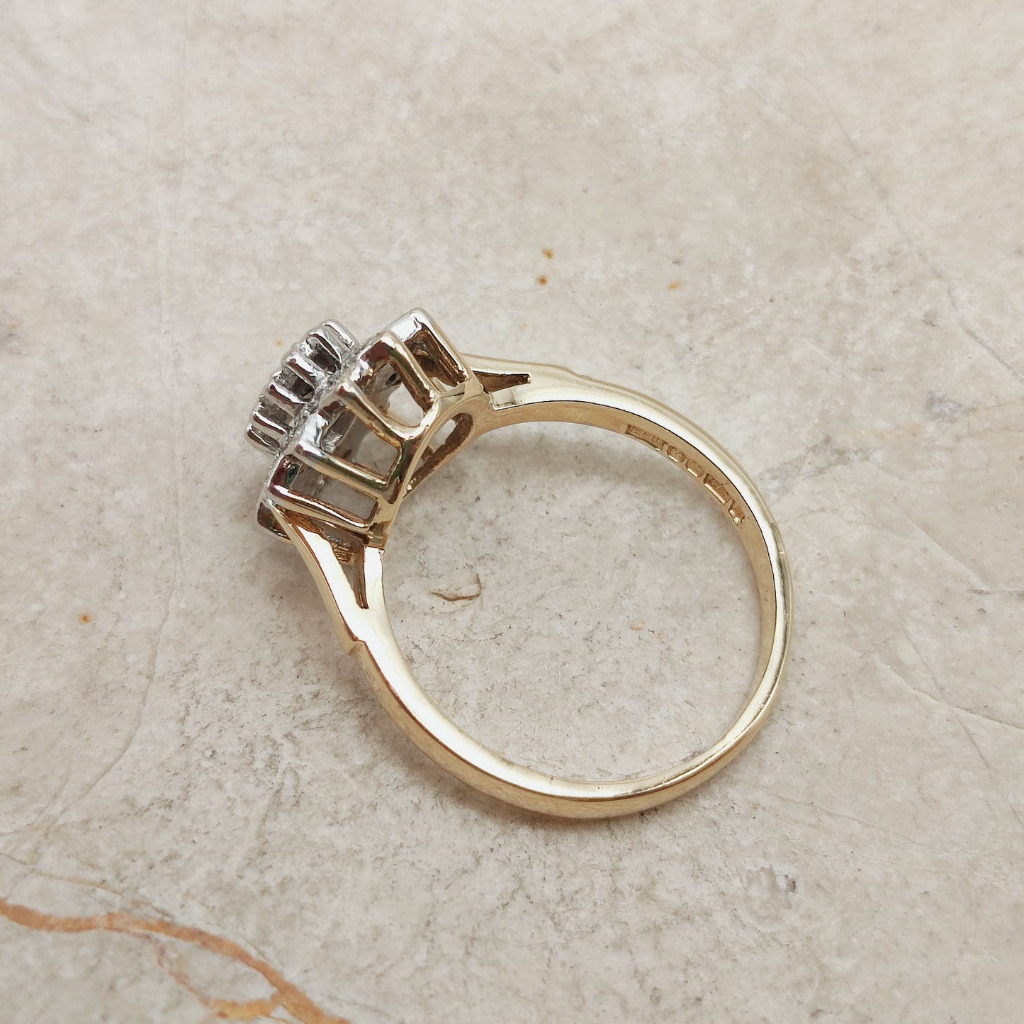 Vintage 9 Carat Gold Diamond Cluster Ring