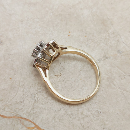 Vintage 9 Carat Gold Diamond Cluster Ring
