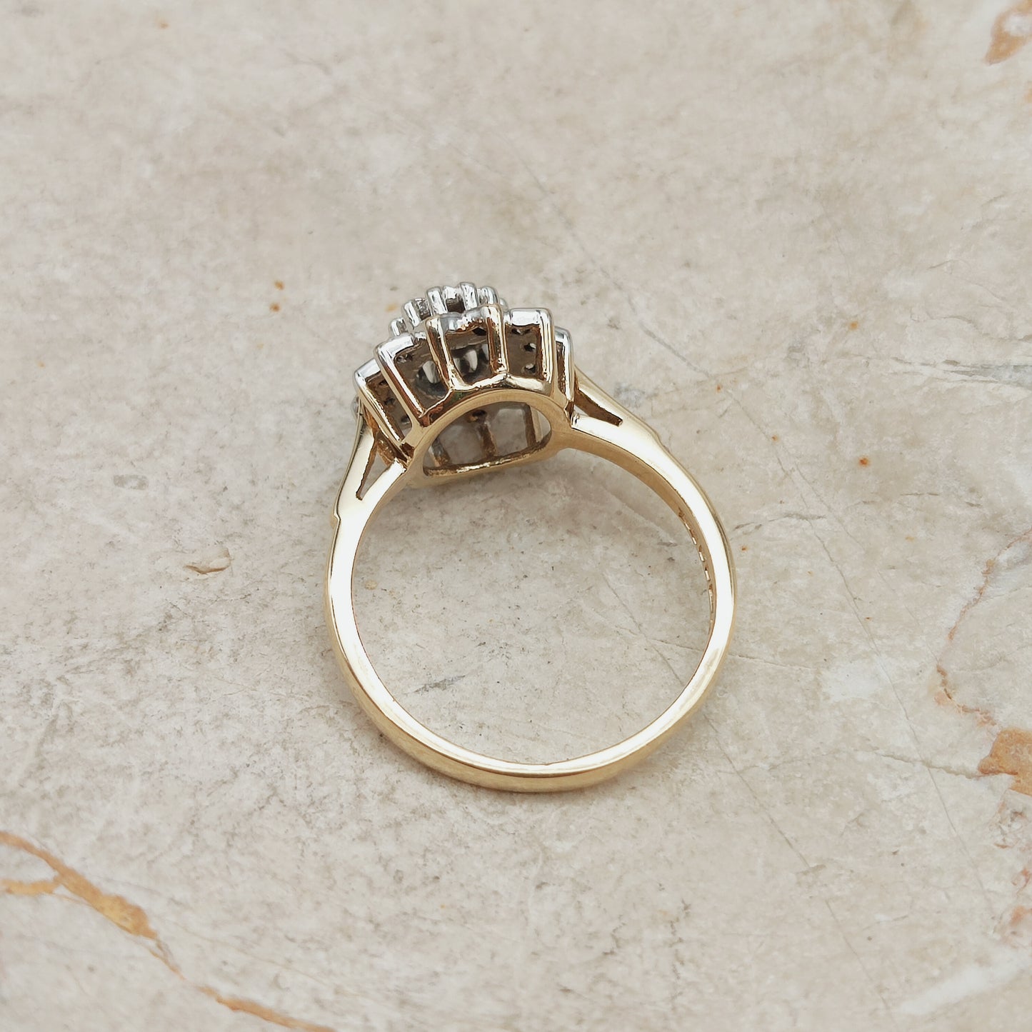 Vintage 9 Carat Gold Diamond Cluster Ring
