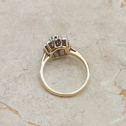 Vintage 9 Carat Gold Diamond Cluster Ring
