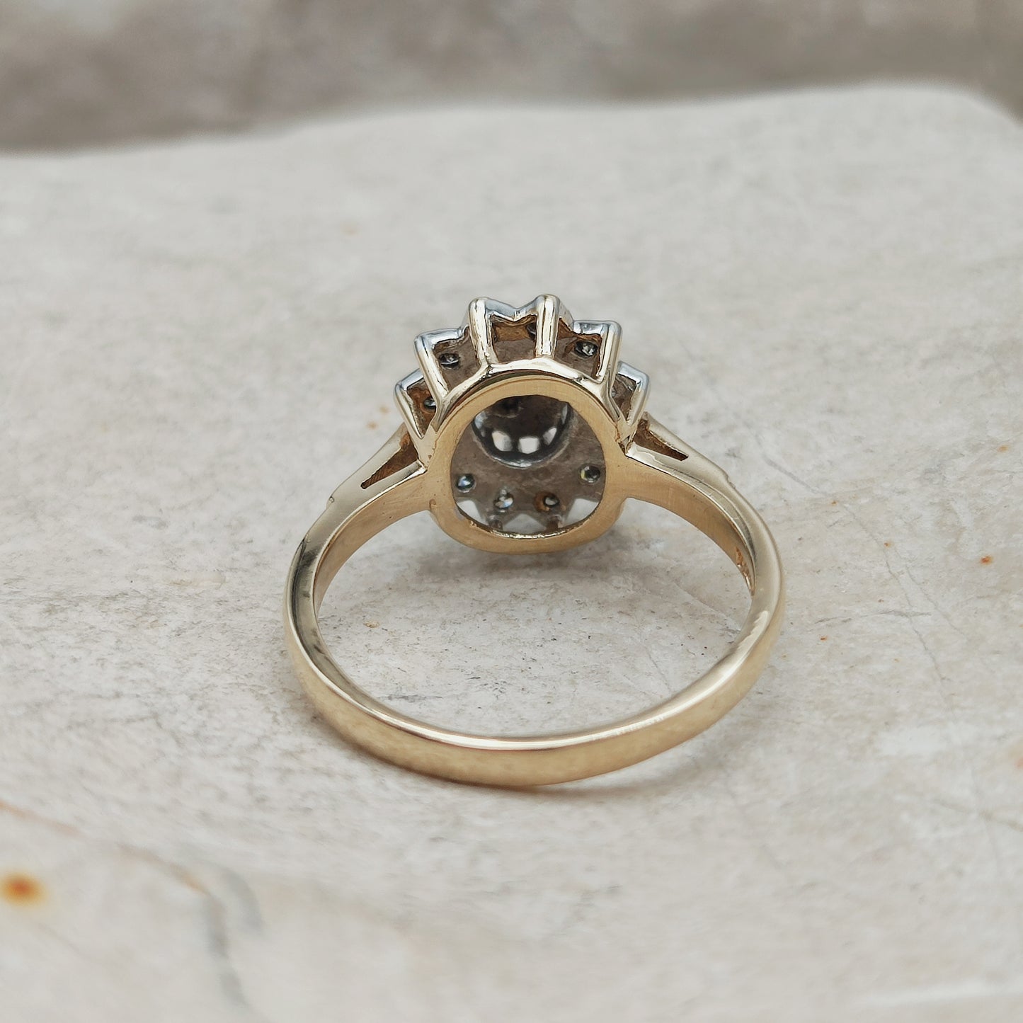 Vintage 9 Carat Gold Diamond Cluster Ring