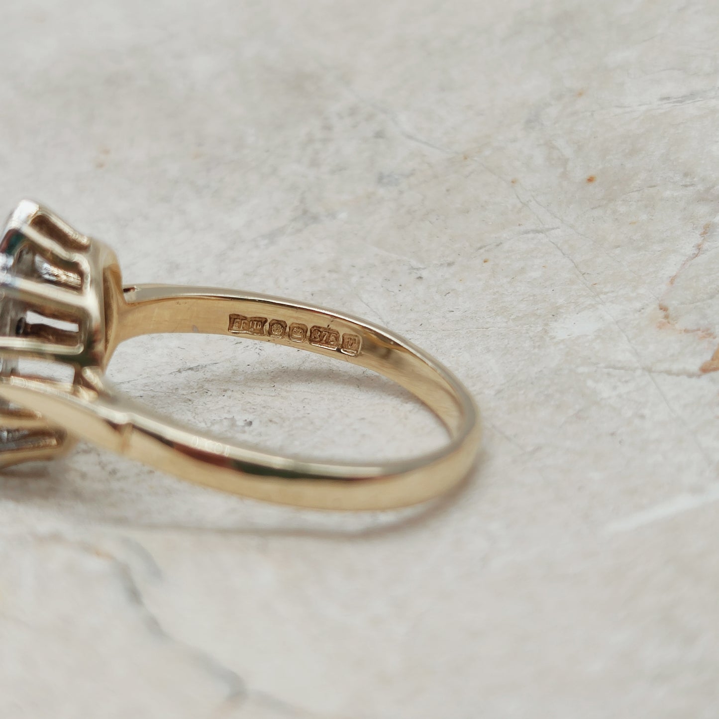 Vintage 9 Carat Gold Diamond Cluster Ring