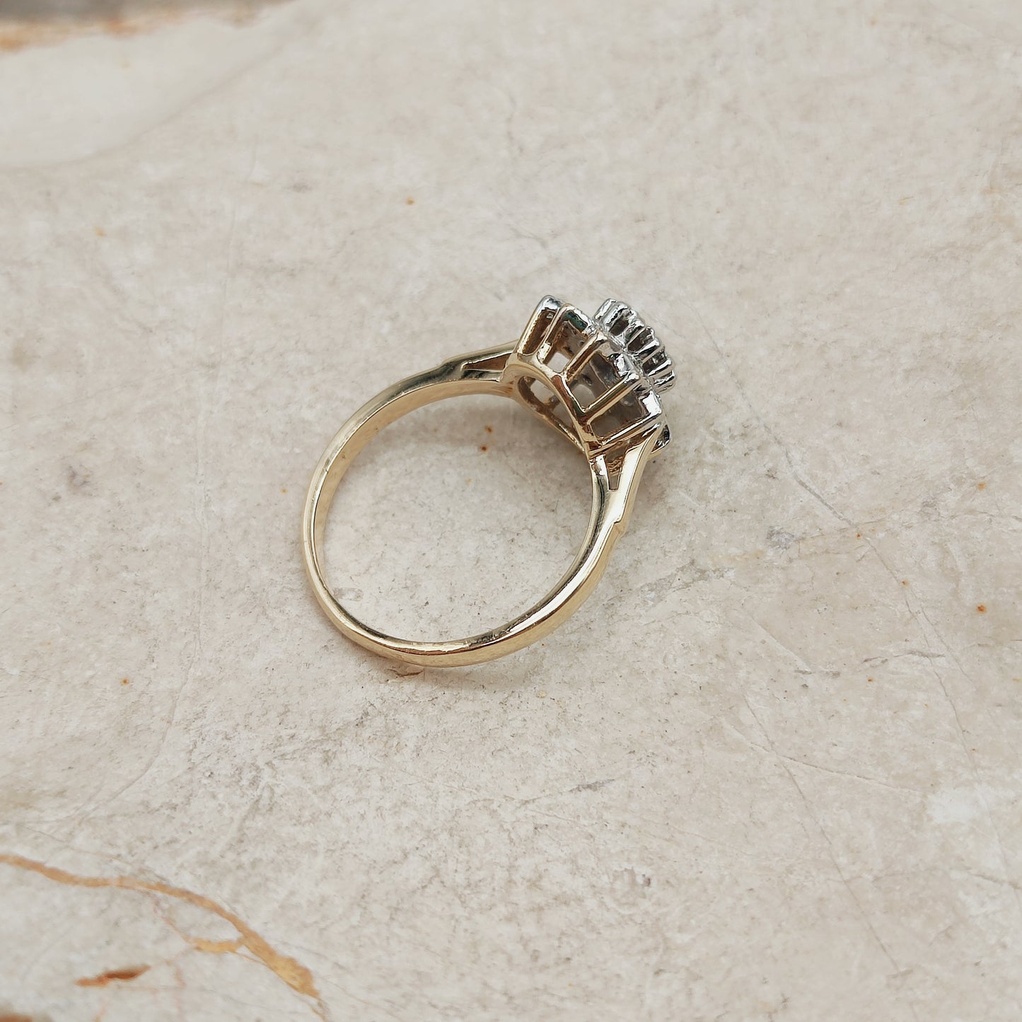 Vintage 9 Carat Gold Diamond Cluster Ring
