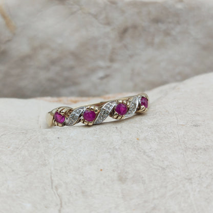 Vintage Ruby and Diamond Ring in 9 Carat Gold