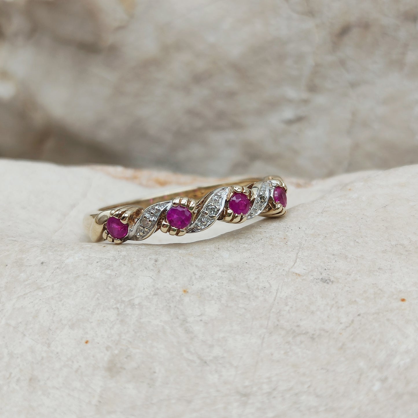 Vintage Ruby and Diamond Ring in 9 Carat Gold